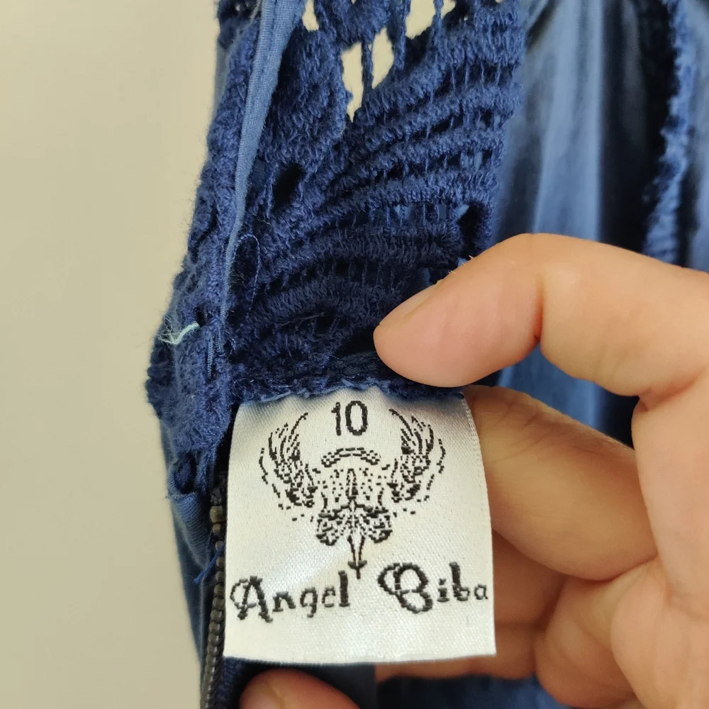 ANGEL BIBA|| CROCHET AND PAISLEY PRINT MAXI DRESS SIZE 10 - Picture 2 of 10